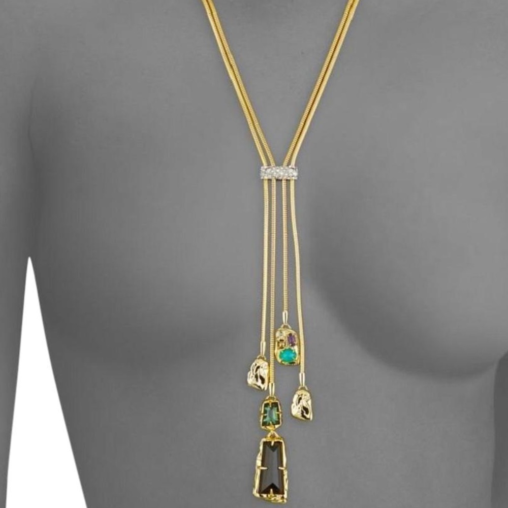 NEW Authentic Alexis Bittar Gold Semi-Precious Stone Lariat